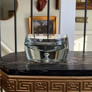 Vtg Krosno Poland Crystal Bowl Bubble Effect Mid Century Modern Minimalism 6.5”